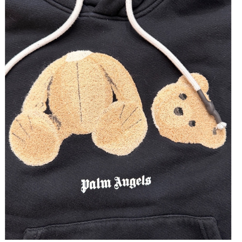 Palm Angels Kill The Bear Hoodie Black Chenille Patch PWBB023S20FLE001 Medium - Picture 4 of 7